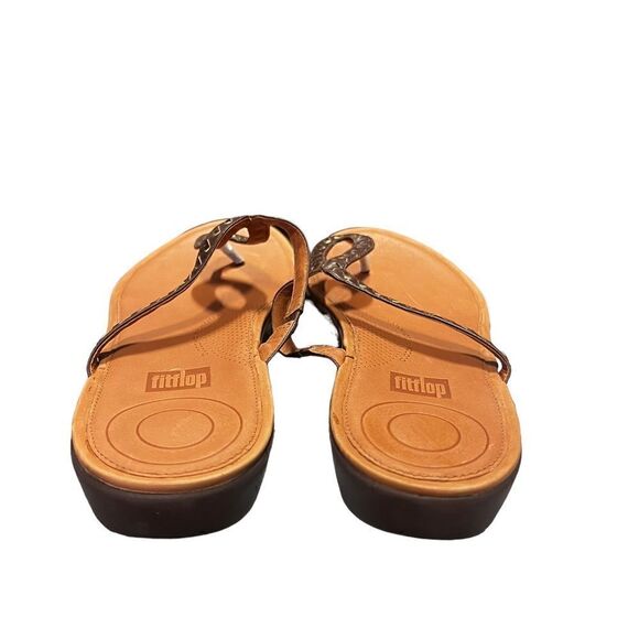 Fitflop STRATA Whipstitch Leather Toe-Post Sandals Brown Size 11 New - Picture 3 of 4